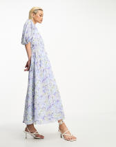 & Other Stories linen blend bustier midi dress in floral | ASOS