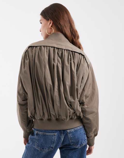 & Other Stories gathered bomber jacket in mole, 3 of 4