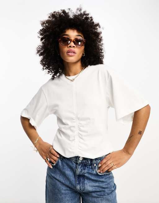 & Other Stories gathered t-shirt in white