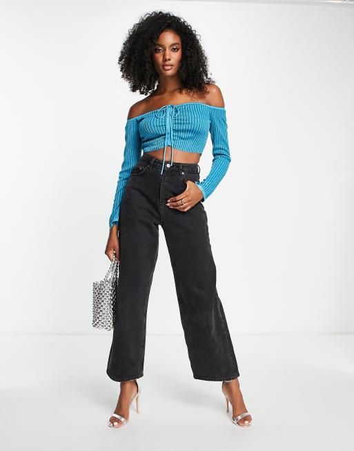 & Other Stories - Gebreide crop top met halternek in blauw, deel van co-ord set, 4 van 4