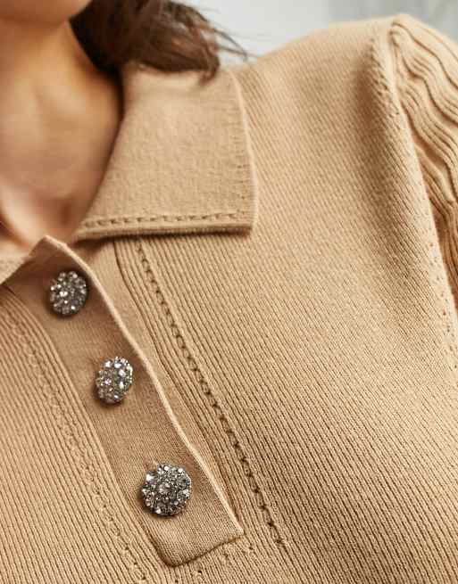 & Other Stories - Gebreide jurk met knopen in beige, 3 van 4