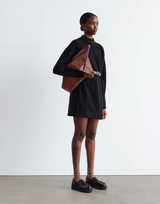 & Other Stories - Gebreide jurk met riem in zwart, 3 van 4