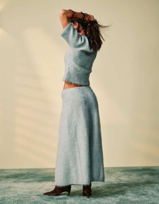 & Other Stories - Gebreide maxirok van mohairmix in groen, deel van co-ord set, 4 van 5