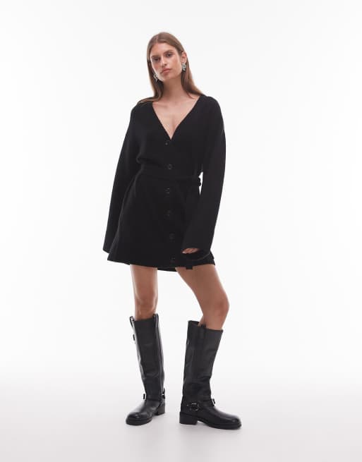 & Other Stories - Gebreide mini-vestjurk met riem in zwart, 2 van 4