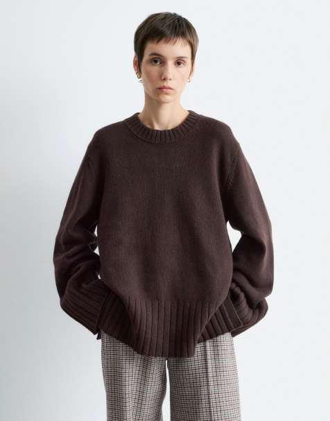 & Other Stories - Gebreide oversized sweater van wolmix met brede geribbelde zoom in zwart - view 1