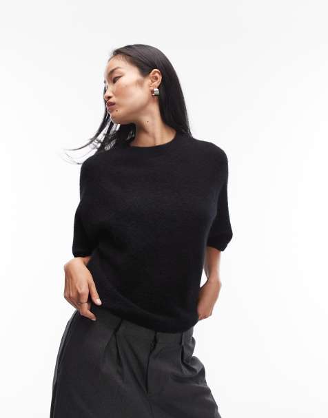 & Other Stories - Gebreide trui van alpacawol-mix met korte mouwen in zwart, exclusief bij ASOS - view 1