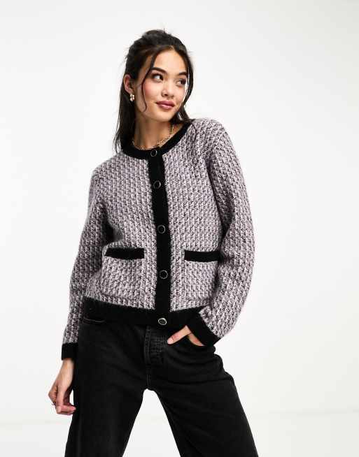 & Other Stories - Gebreide vest van alpacawol met tweedlook en contrasterende rand