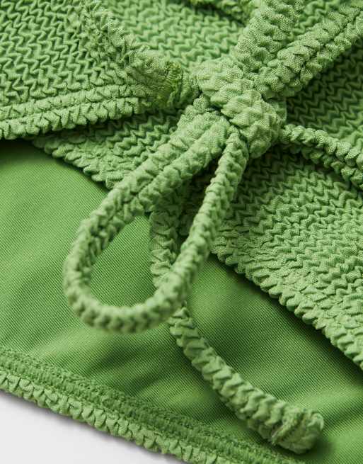& Other Stories – Gekräuselte Bikinihose in Grün mit seitlicher Schnürung, 2 von 2