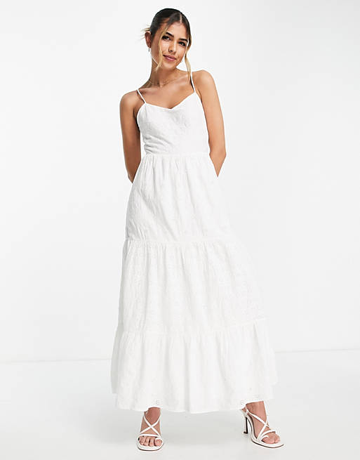 & Other Stories - Gelaagde geborduurde maxi jurk in wit