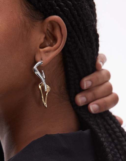 & Other Stories - Gemengde asymmetrische oorringen in zilver en goud 