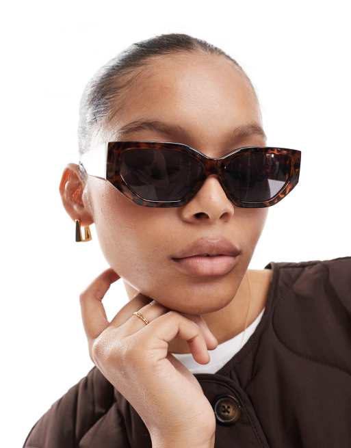 & Other Stories geometric rectangle sunglasses in brown tortoiseshell