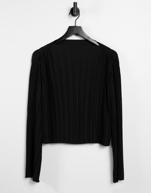 & Other Stories - Geplisseerd overhemd in zwart, deel van co-ord set - BLACK
