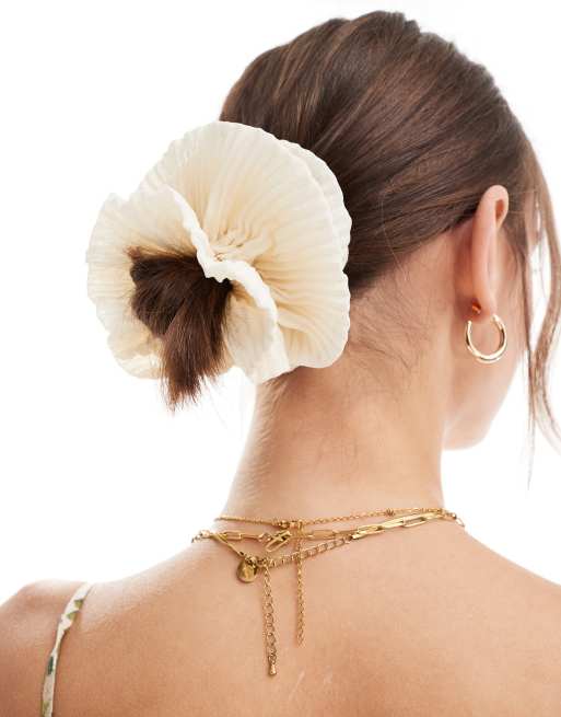 & Other Stories - Geplooide scrunchie in gebroken wit