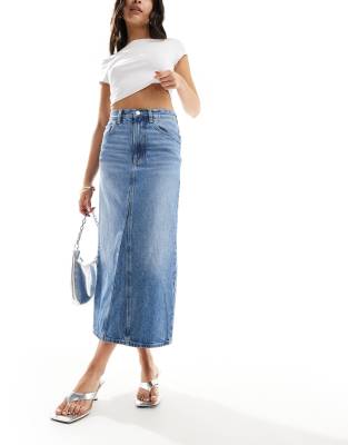 & Other Stories - Gerade geschnittener Jeans-Midirock in mittelblauer Waschung