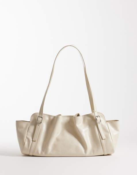 & Other Stories – Geraffte Schultertasche in Cremeweiß mit Gürteldetail - view 1