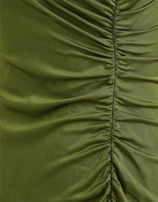 & Other Stories – Gerafftes, ärmelloses Midikleid in Grün mit Schlüssellochausschnitt, 8 von 8