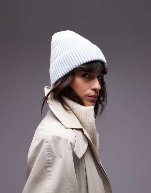 & Other Stories - Geribbelde wollen beanie met twee kleuren in lichtblauw