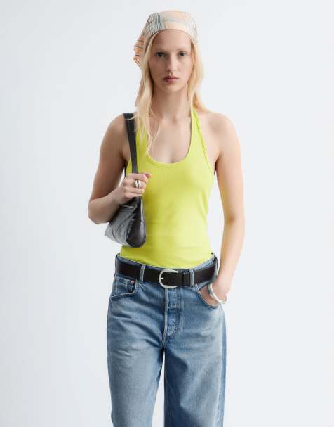 & Other Stories – Gerippter Neckholder-Body aus Jersey in Gelb - view 1