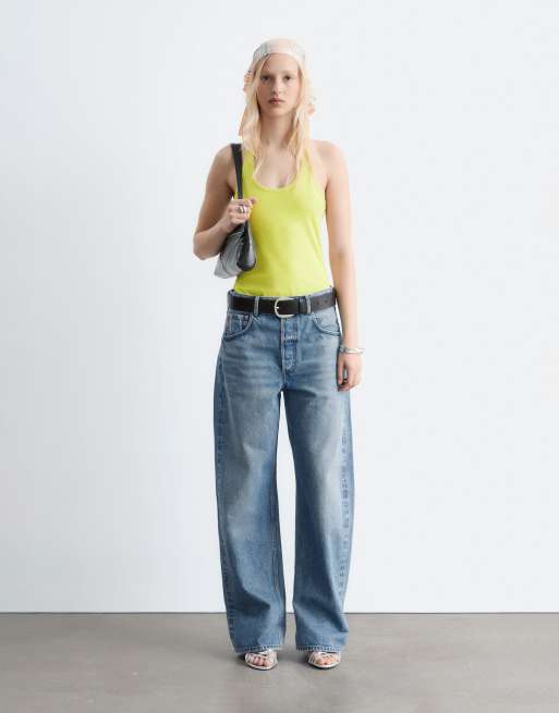 & Other Stories – Gerippter Neckholder-Body aus Jersey in Gelb, 2 von 4