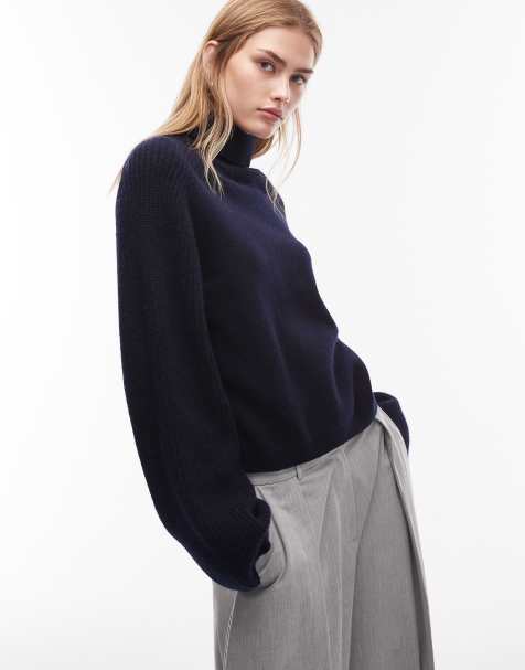 & Other Stories – Gerippter Rollkragenpullover aus Wolle in Dunkelblau - view 1