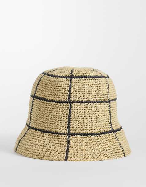 & Other Stories - Geruite bucket hat van stro in beige - view 1