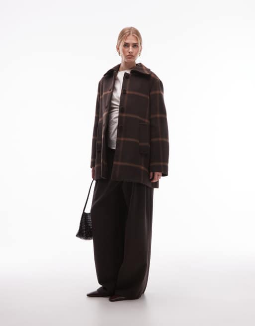& Other Stories - Geruite pea coat met hoog wolgehalte in bruin , 2 van 4