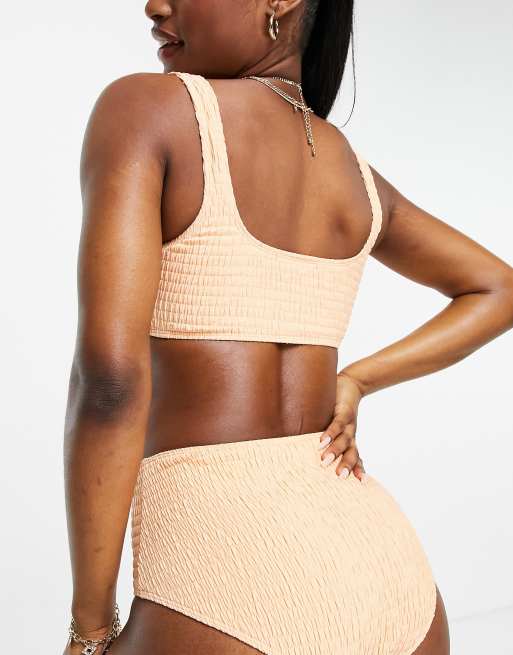 & Other Stories – Gesmoktes Bikinioberteil in Apricot, 2 von 4