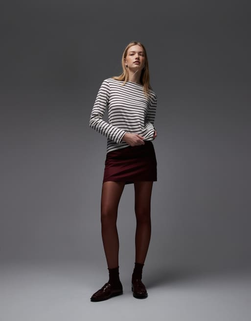 & Other Stories - Gestreepte top met lange mouwen en boothals in paars en wit, 2 van 4