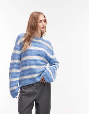 & Other Stories - Gestreifter Pullover aus Woll-Alpaka-Mix in Blau mit Rundhalsausschnitt