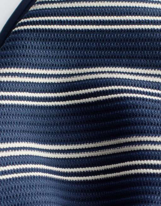 & Other Stories – Gestreiftes, geripptes Triangel-Bikinioberteil in Marineblau und Weiß, 3 von 4