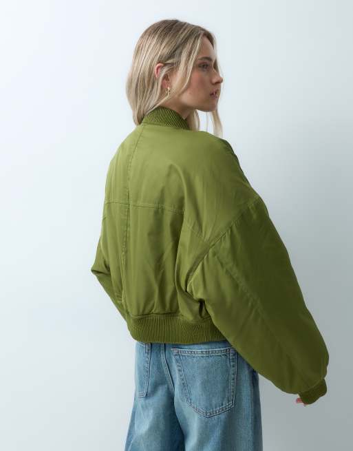 & Other Stories gewatteerde nylon bomber in olijfgroen, 3 van 4