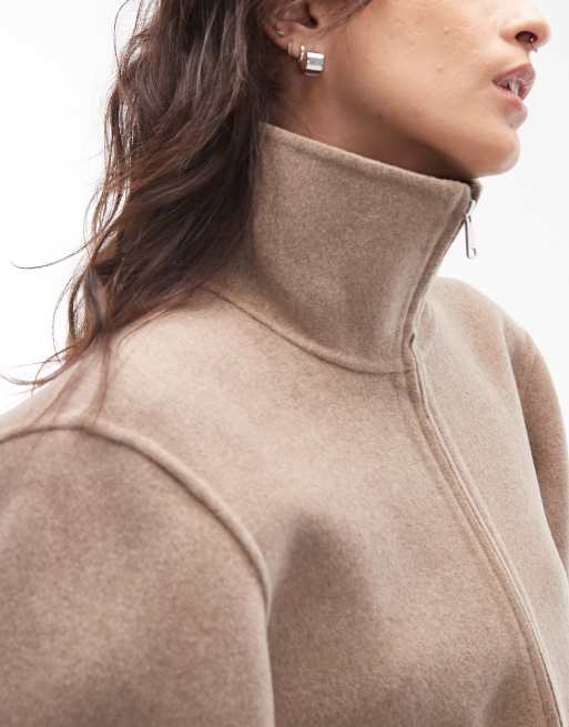 & Other Stories - Giacca bomber in lana marrone moka con collo a imbuto, 4 di 4