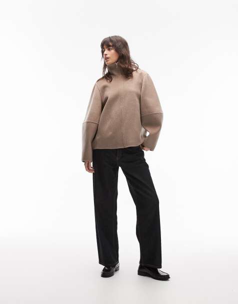 & Other Stories - Giacca bomber in maglia marrone moka con collo a imbuto - view 1