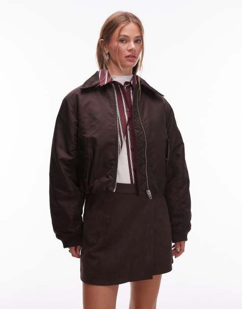 & Other Stories - Giacca bomber marrone con colletto imbottito e zip - view 1