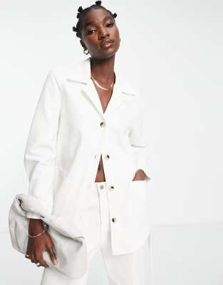 & Other Stories - Giacca di jeans allacciata in vita in misto cotone bianco sporco - WHITE