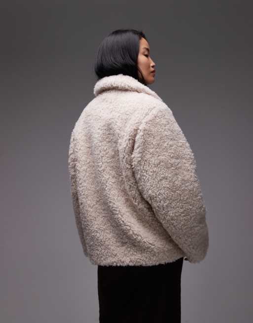 & Other Stories - Giacca midi in pelliccia sintetica misto lana beige, 4 di 4