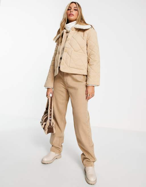 & Other Stories - Giacca trapuntata in cotone beige con colletto a contrasto - BEIGE