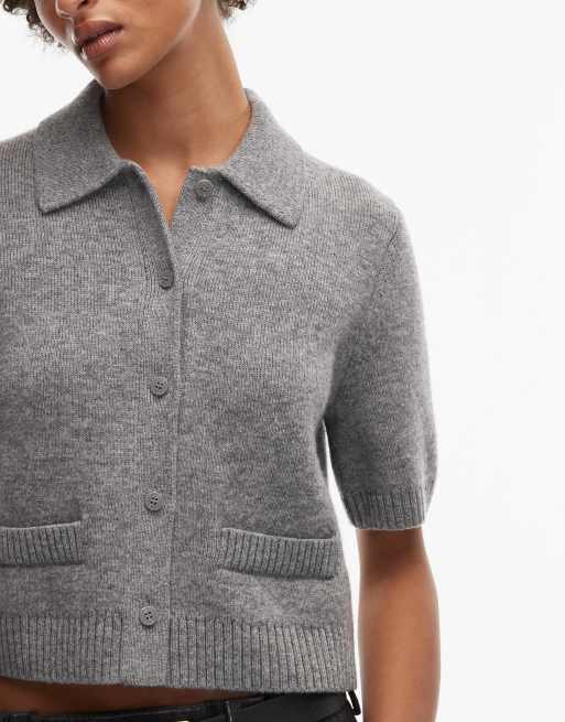 & Other Stories - Gilet à manches courtes en laine avec doublure - Gris, 3 de 4