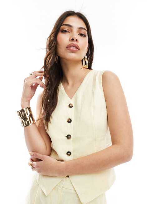 & Other Stories - Gilet aderente in lino giallo burro