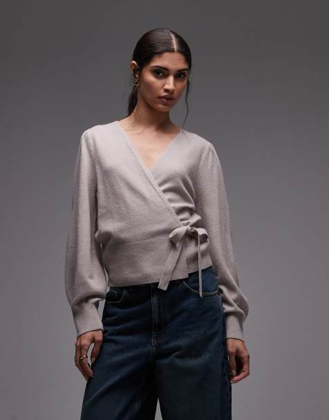 & Other Stories - Gilet cache-cœur en laine - Taupe - view 1