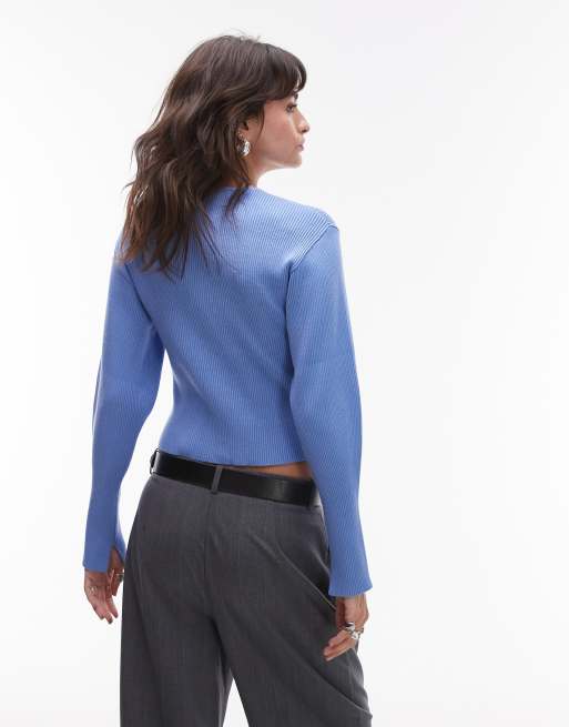 & Other Stories - Gilet compact avec poignets fendus et manches sculpturales - Bleu, 4 de 4