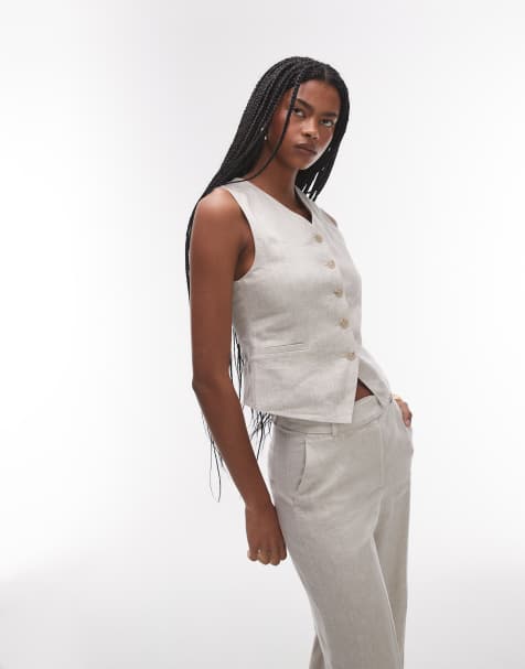 & Other Stories - Gilet de tailleur d'ensemble ajusté en lin - Beige - view 1