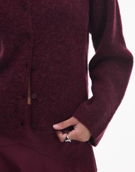 & Other Stories - Gilet en laine et mohair mélangés - Bordeaux, 3 de 4
