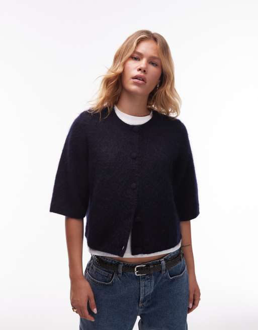 & Other Stories - Gilet en mohair mélangé à manches courtes - Bleu