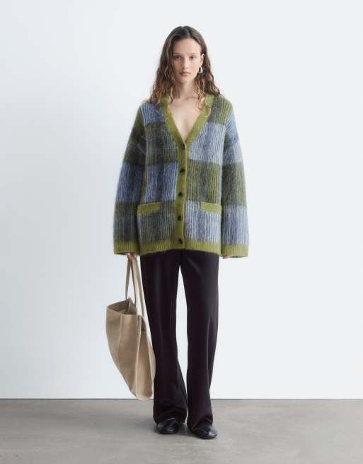 & Other Stories gilet patchwork en mélange laine et mohair vert, 3 de 4