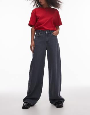 & Other Stories Gio mid waist relaxed wide leg jeans in washed grey