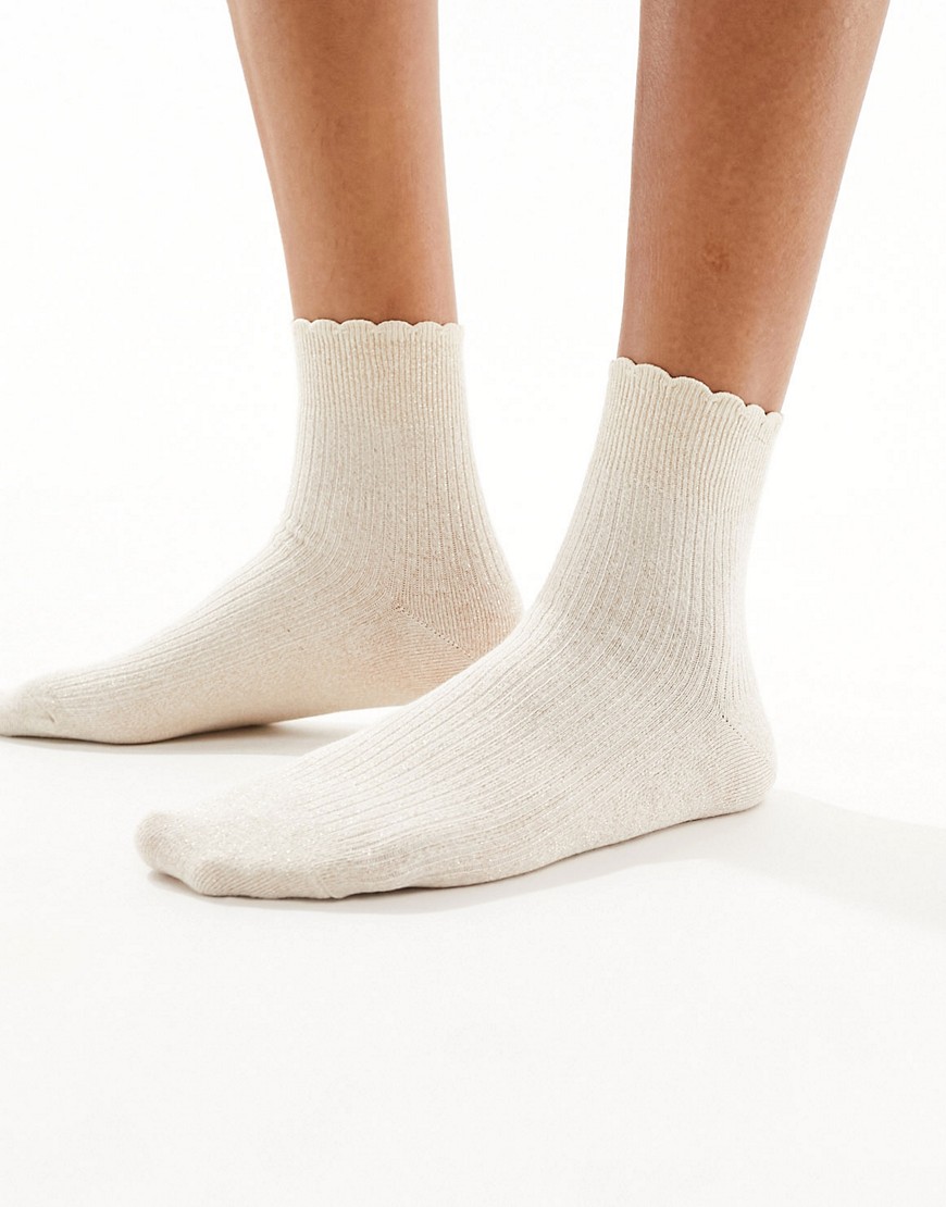 & Other Stories glitter ankle socks in beige-Neutral