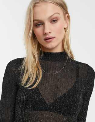 black glitter polo neck