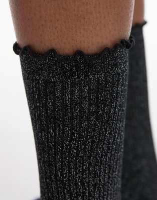 Shop & Other Stories Glitter Ruffle Socks In Black