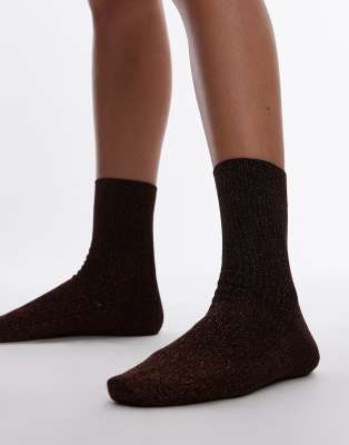 & Other Stories - Glitzernde Stretch-Socken in Braun-Brown